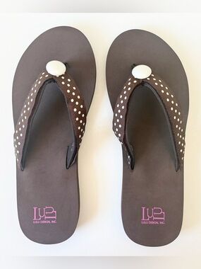 Lulu Design Brown Polka Dot Women's Flip Flop Sandals